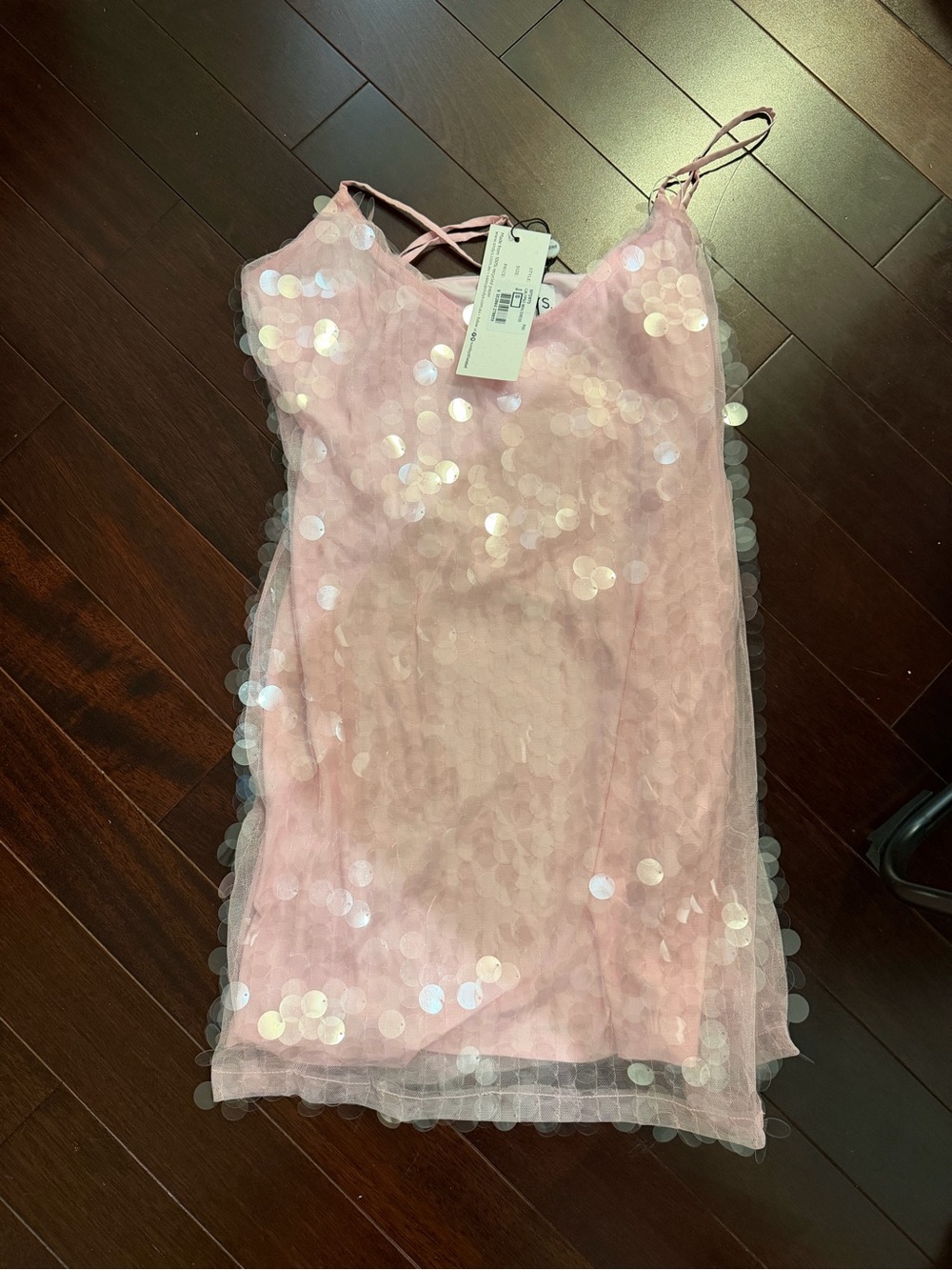Sequin-Embellished Pink Mini Dress
